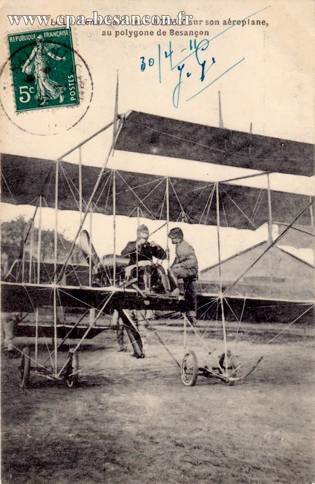 Le Lieutenant aviateur REMY sur son aéroplane, au polygone de Besançon